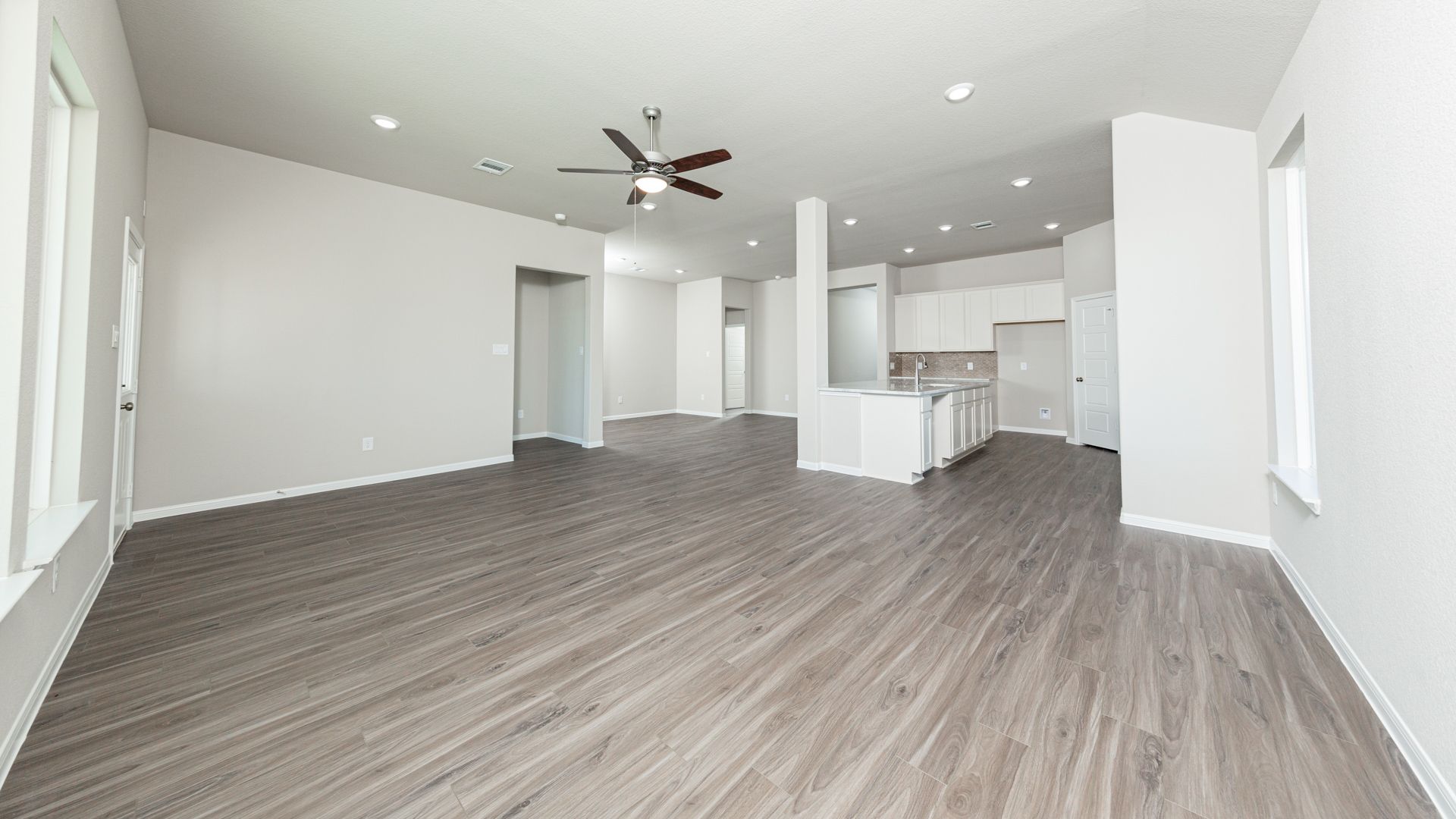 Family Room to Kitchen and Dining Area
