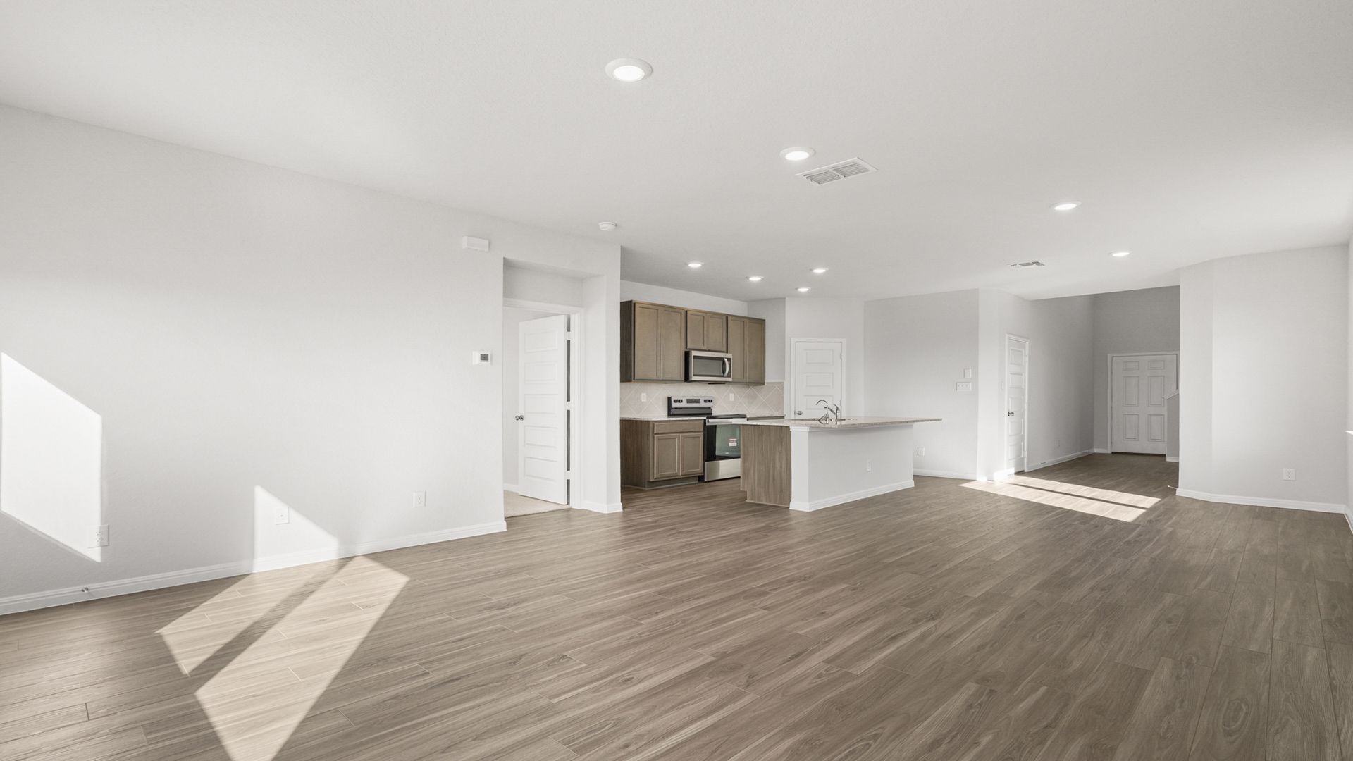 Family Room to Kitchen and Dining