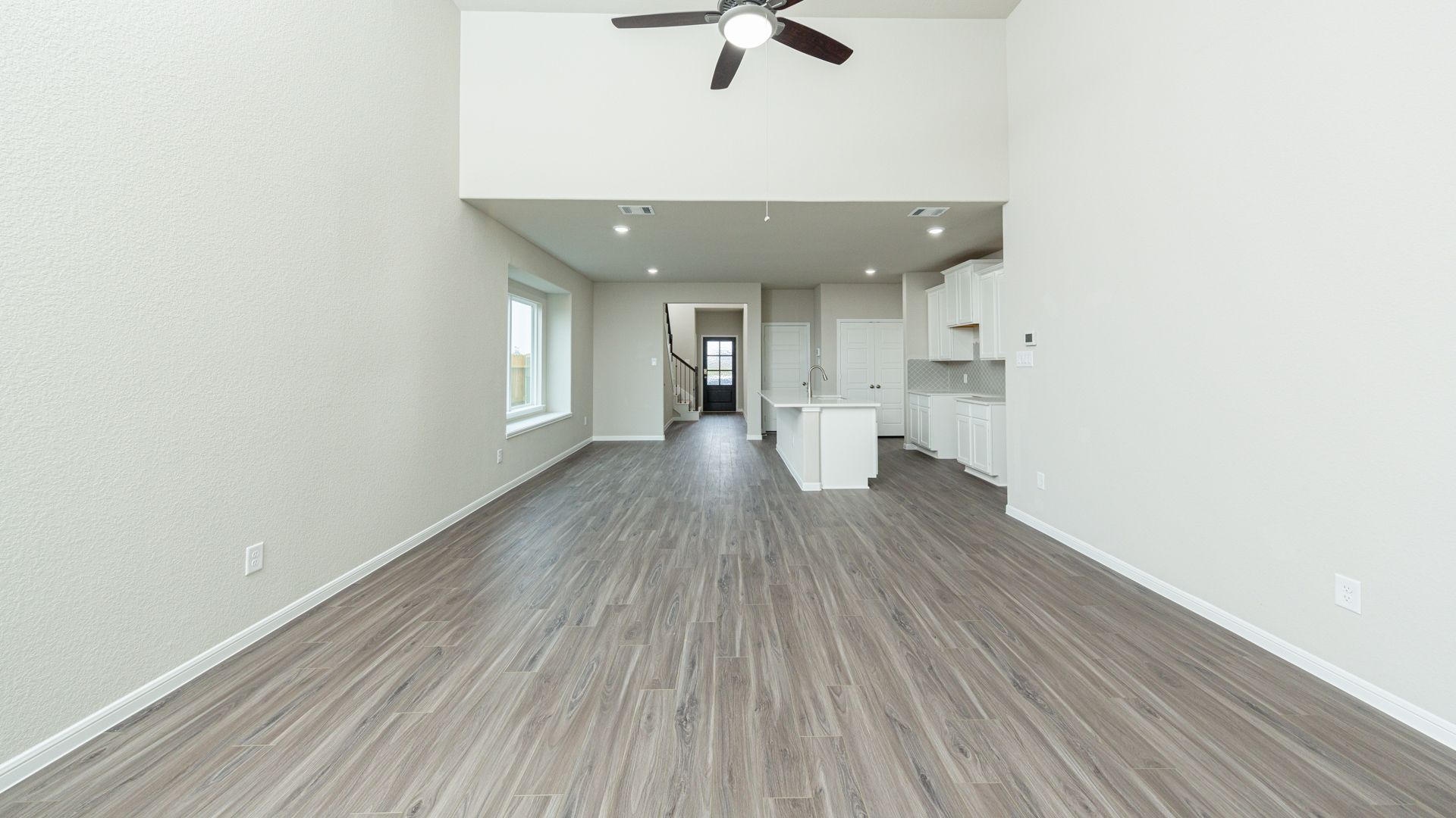 Family Room to Dining Area and Kitchen