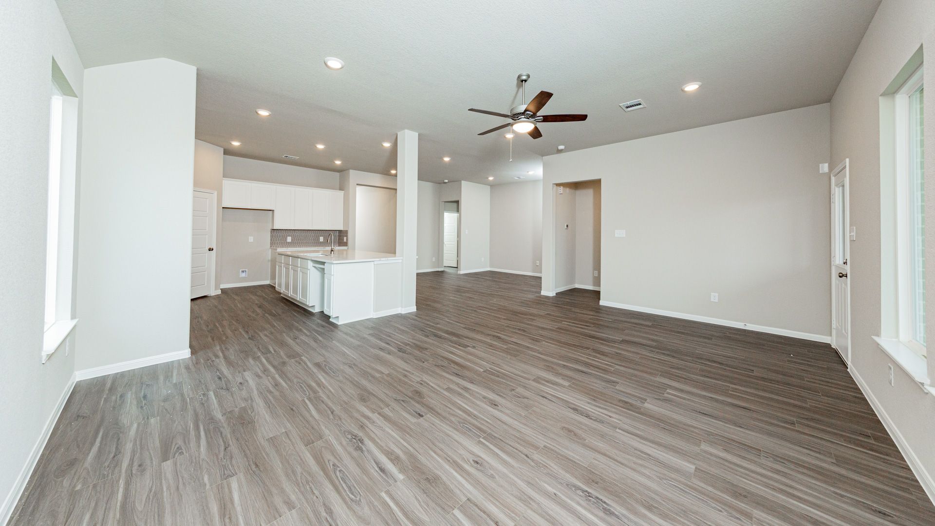 Family Room to Kitchen and Dining Area