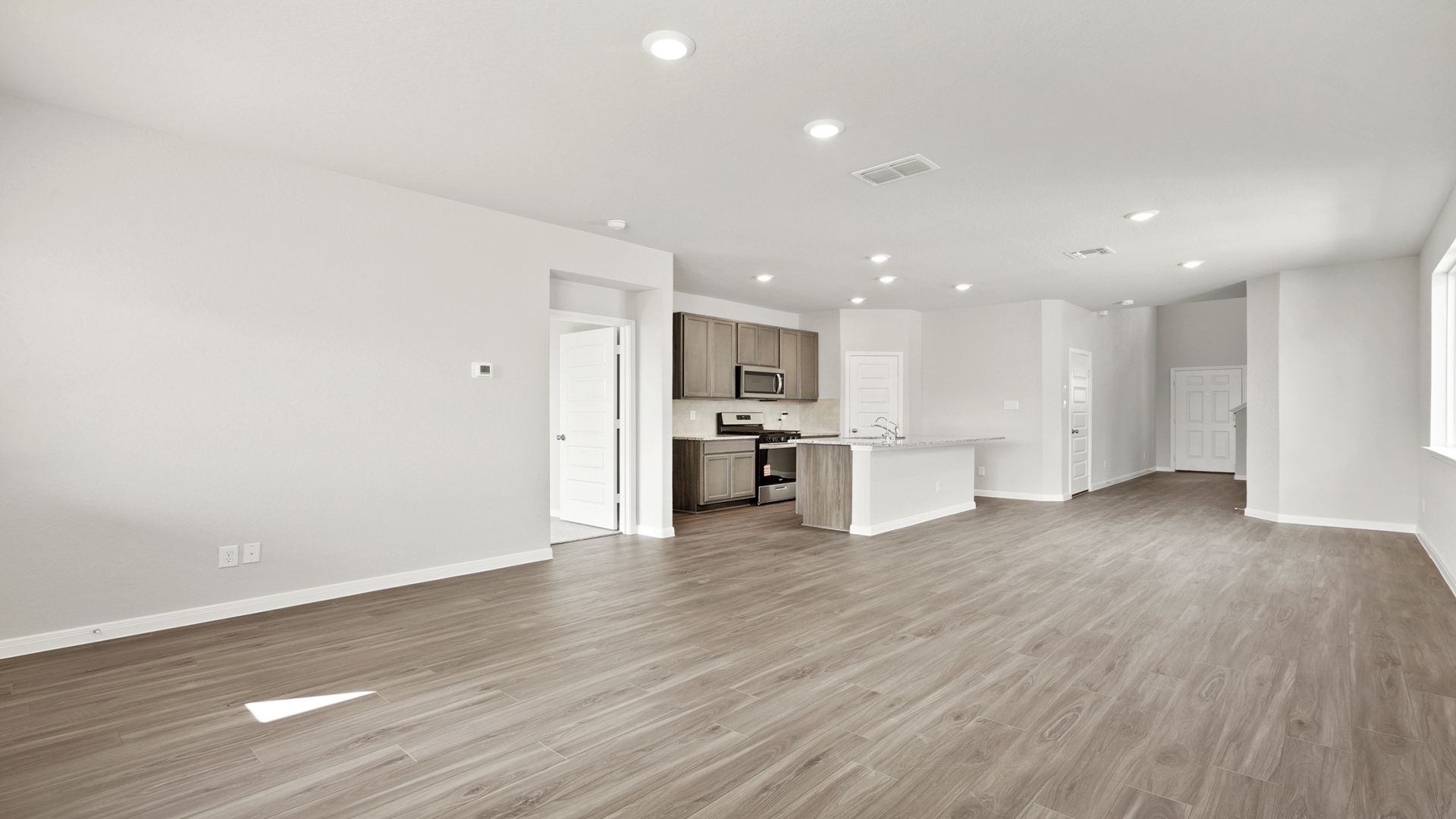 Family Room to Kitchen and Dining