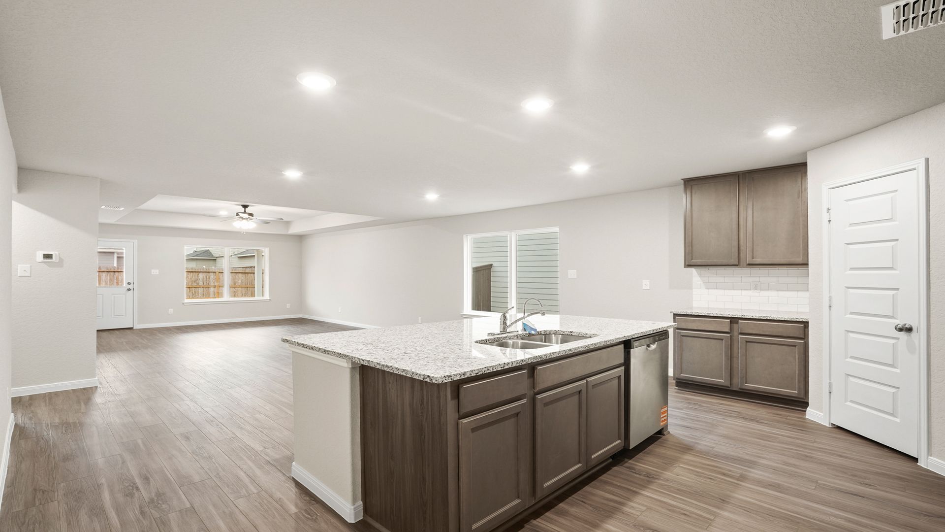 Kitchen to Dining and Family Room