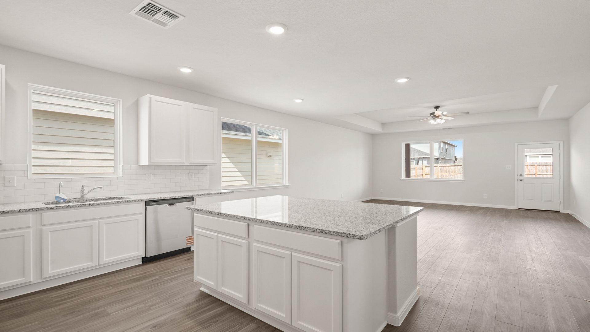 Kitchen to Dining and Family Room