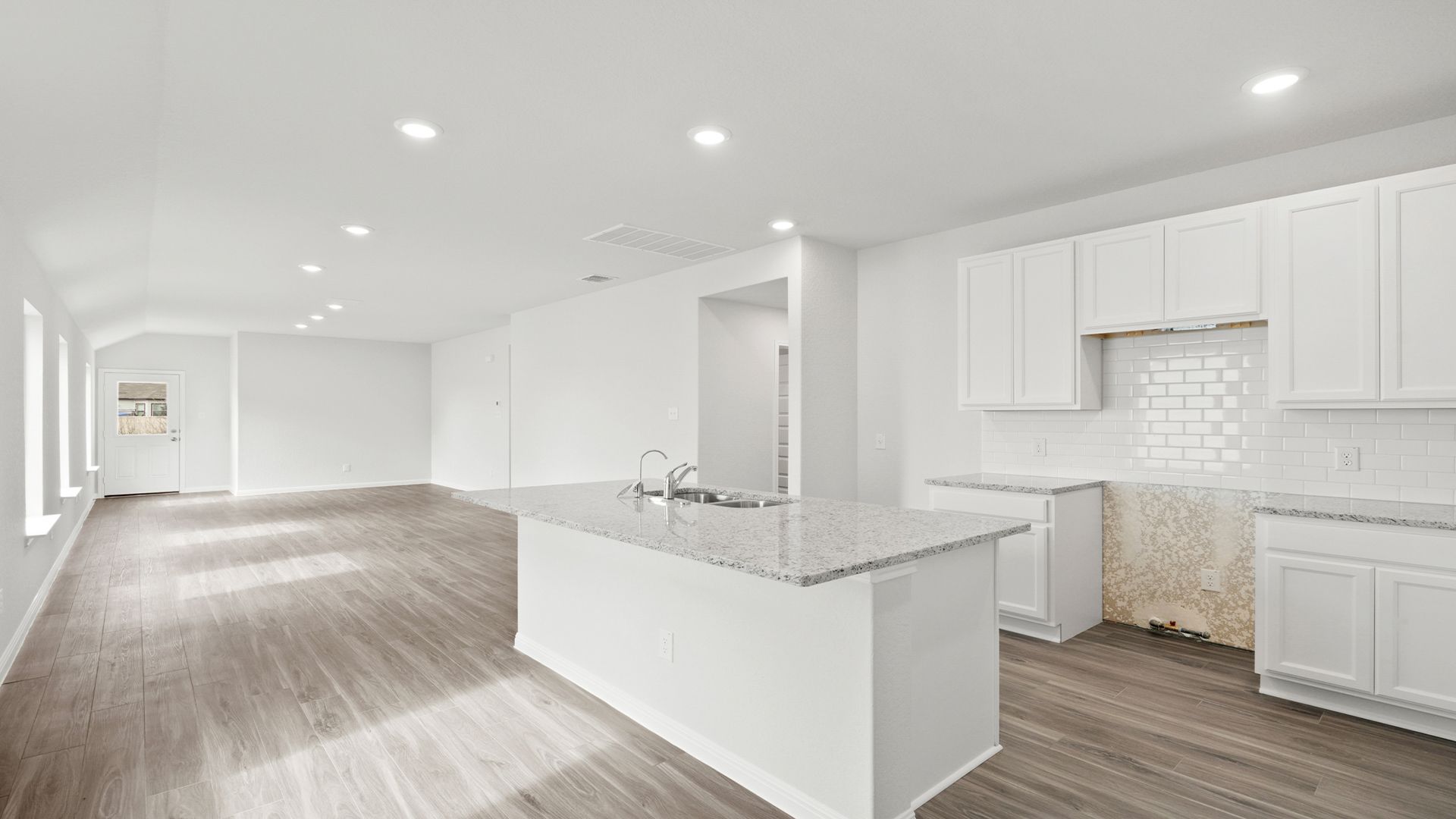Kitchen to Dining and Family Room