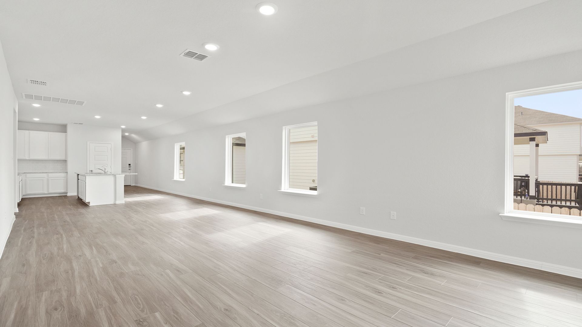 Family Room to Dining and Kitchen