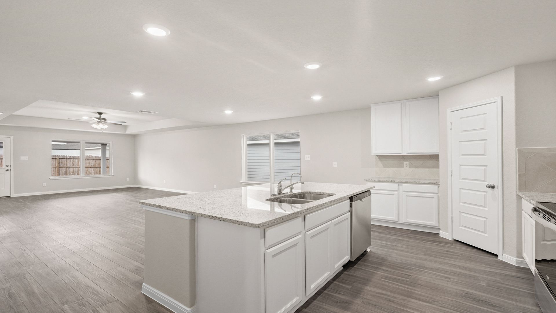 Kitchen to Dining and Family Room