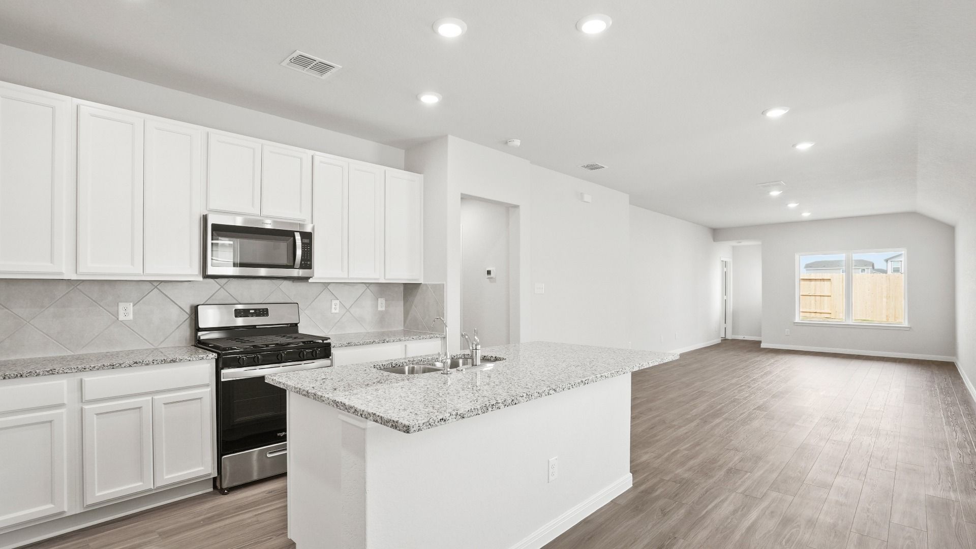 Kitchen to Dining and Family Room