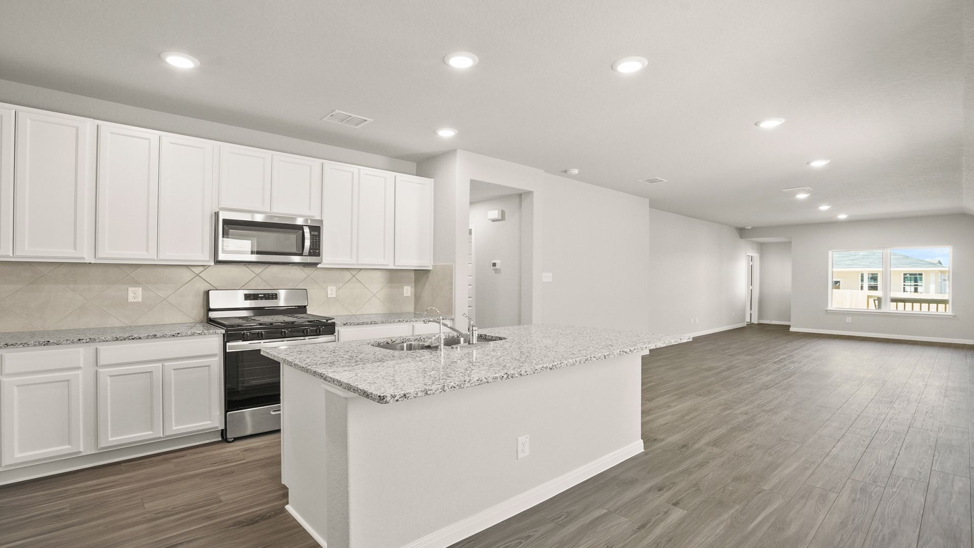 Kitchen to Dining and Family Room