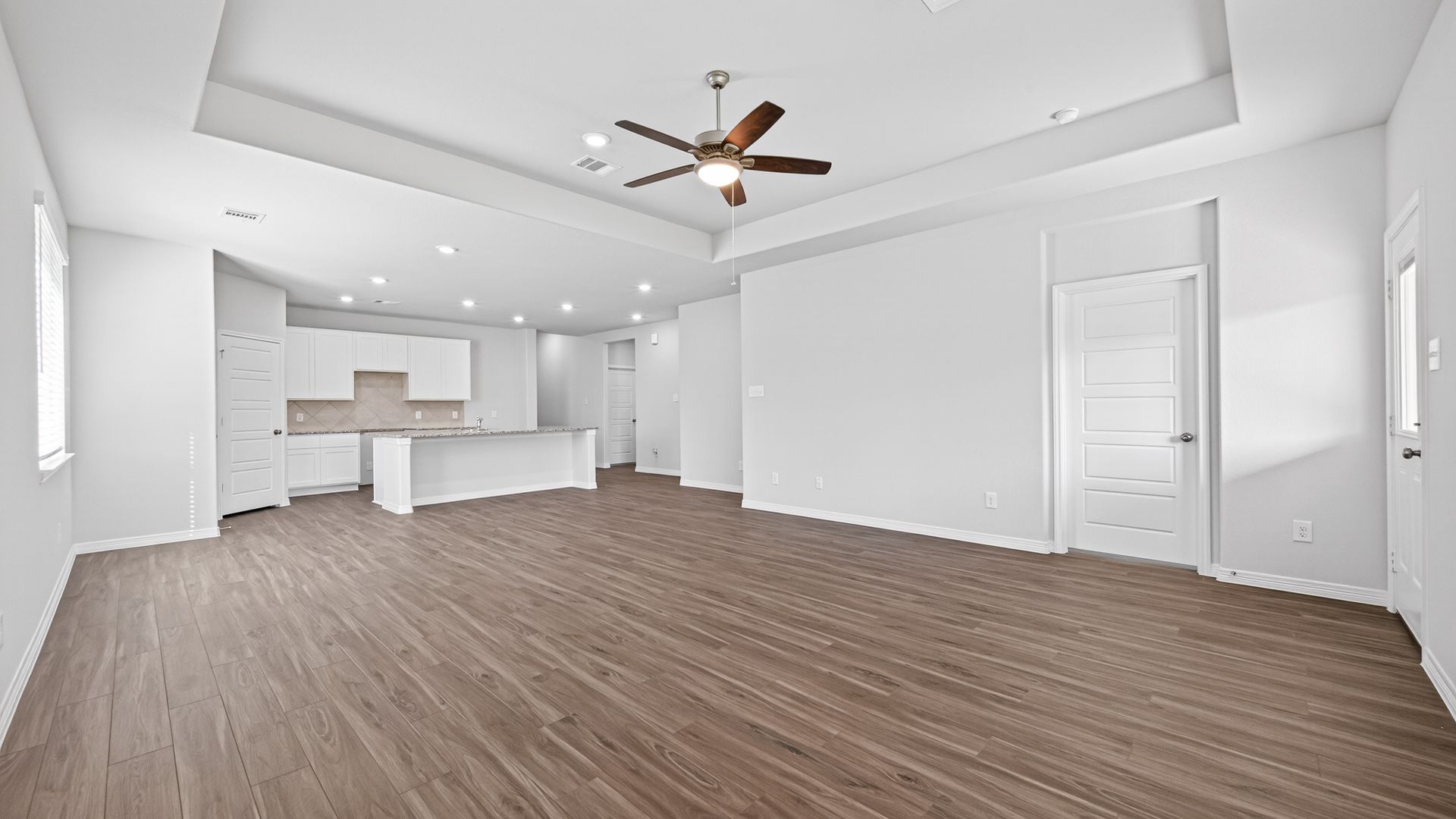 Family room to dining and kitchen