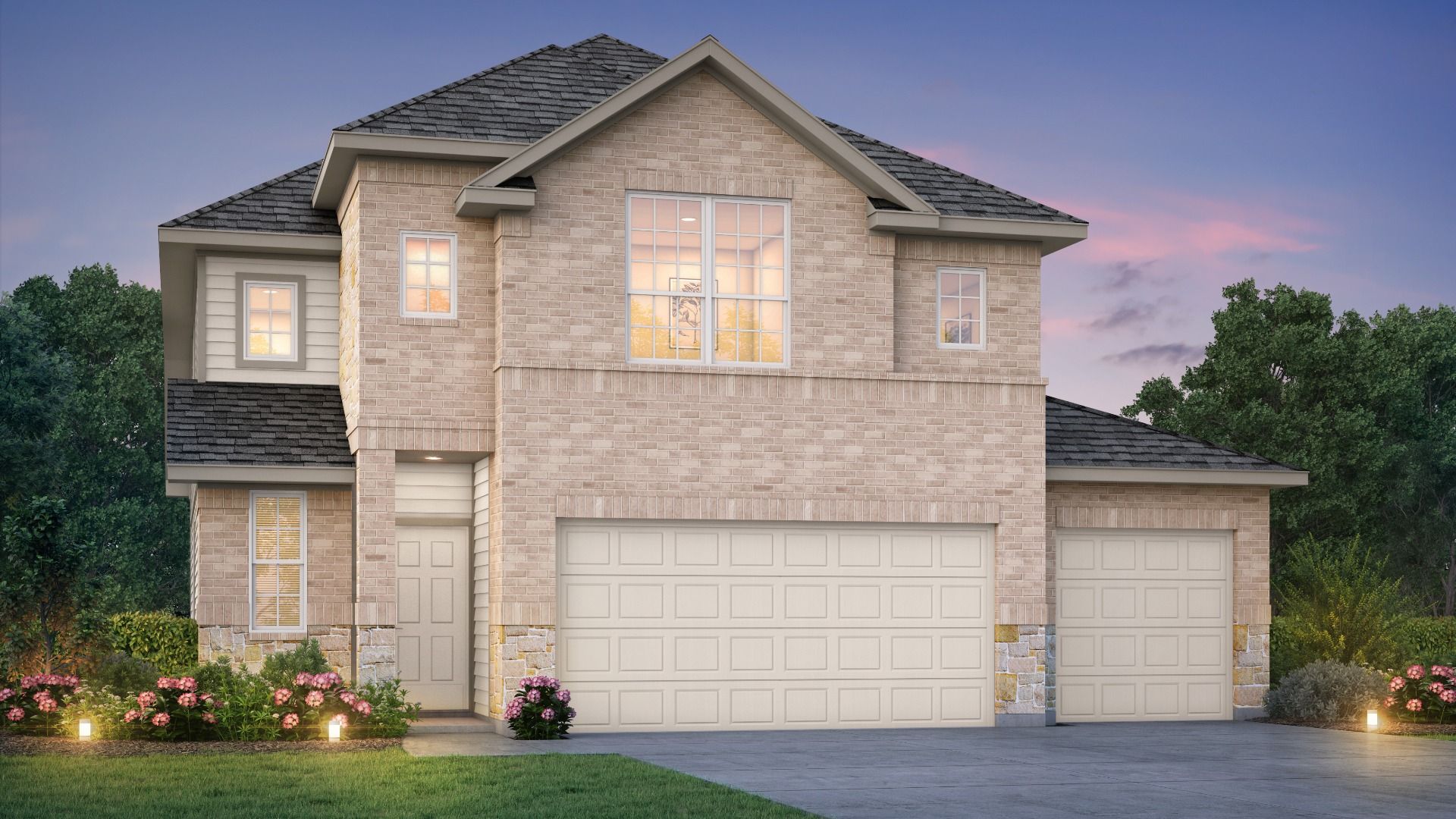 Elevation E with 3 Car Garage
