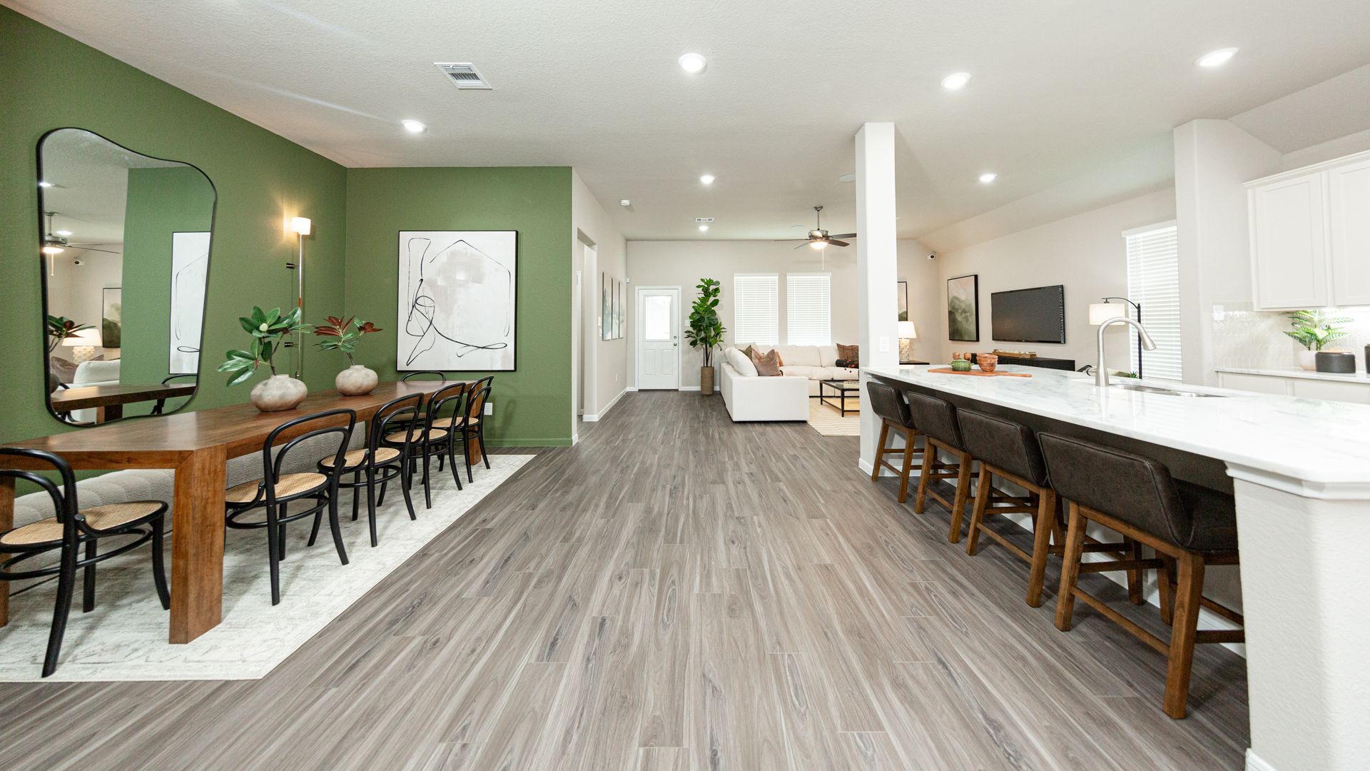 Dining Area and Kitchen to Family Room