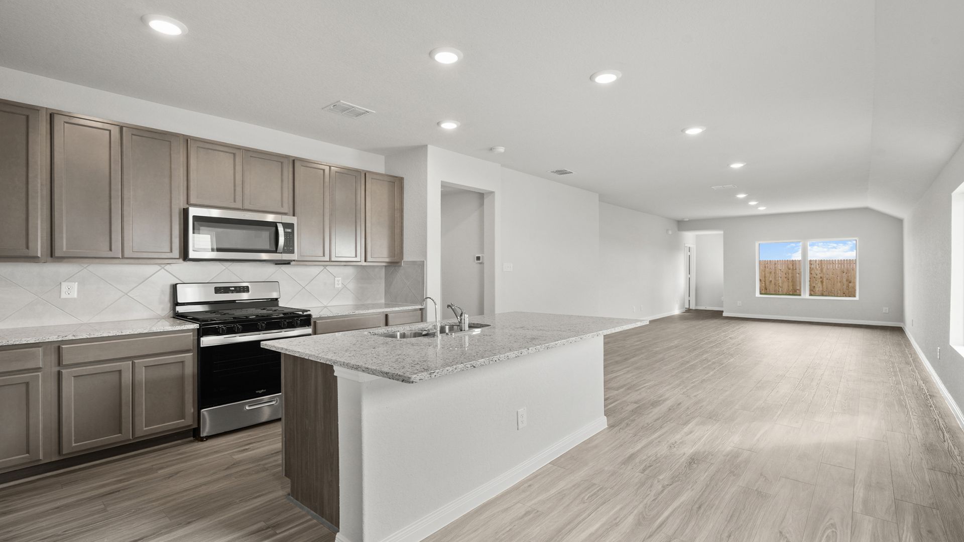Kitchen to dining area and family room