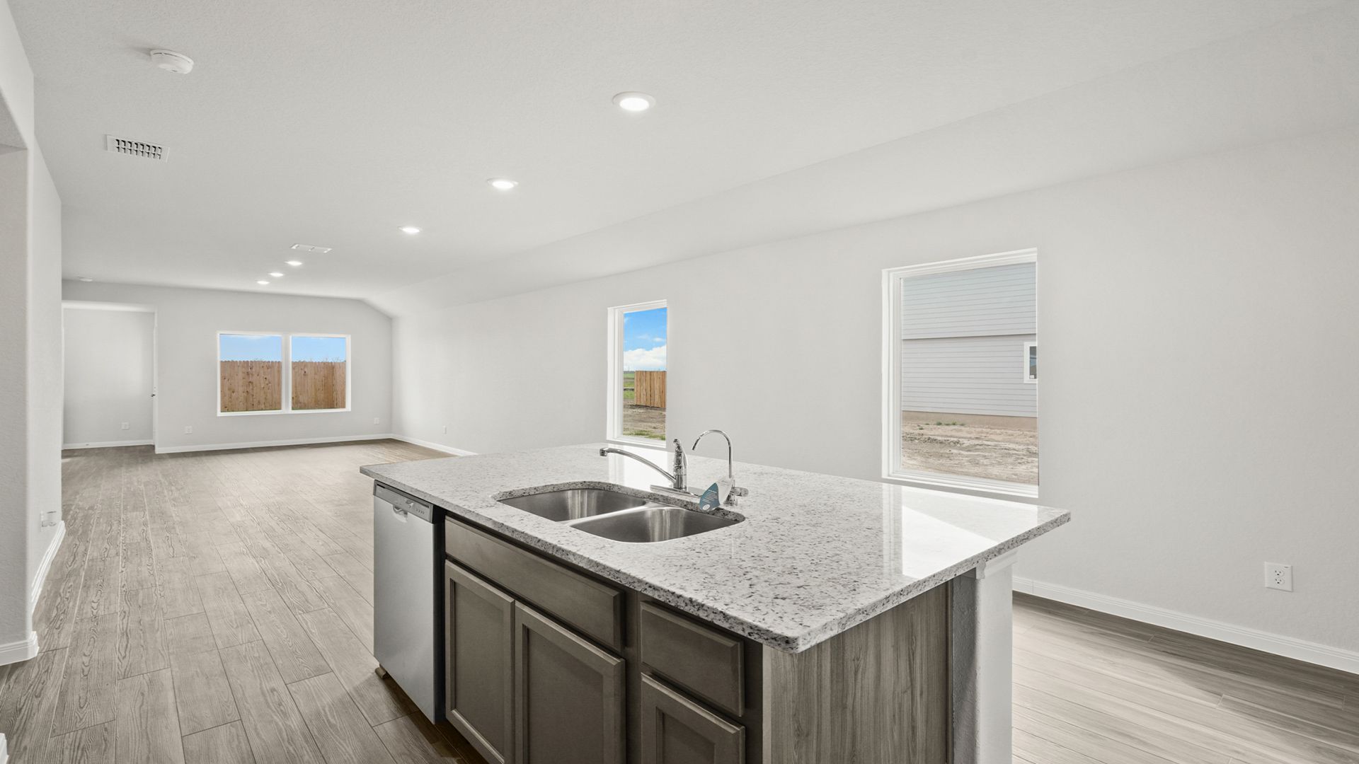 Kitchen to dining area and family room