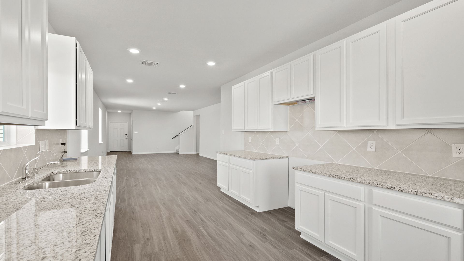 Kitchen to Dining and Family Room