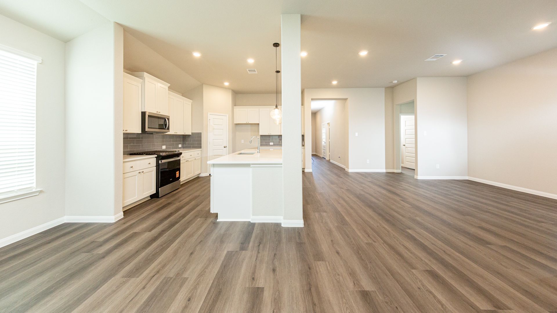 Family Room to Kitchen and Dining Area