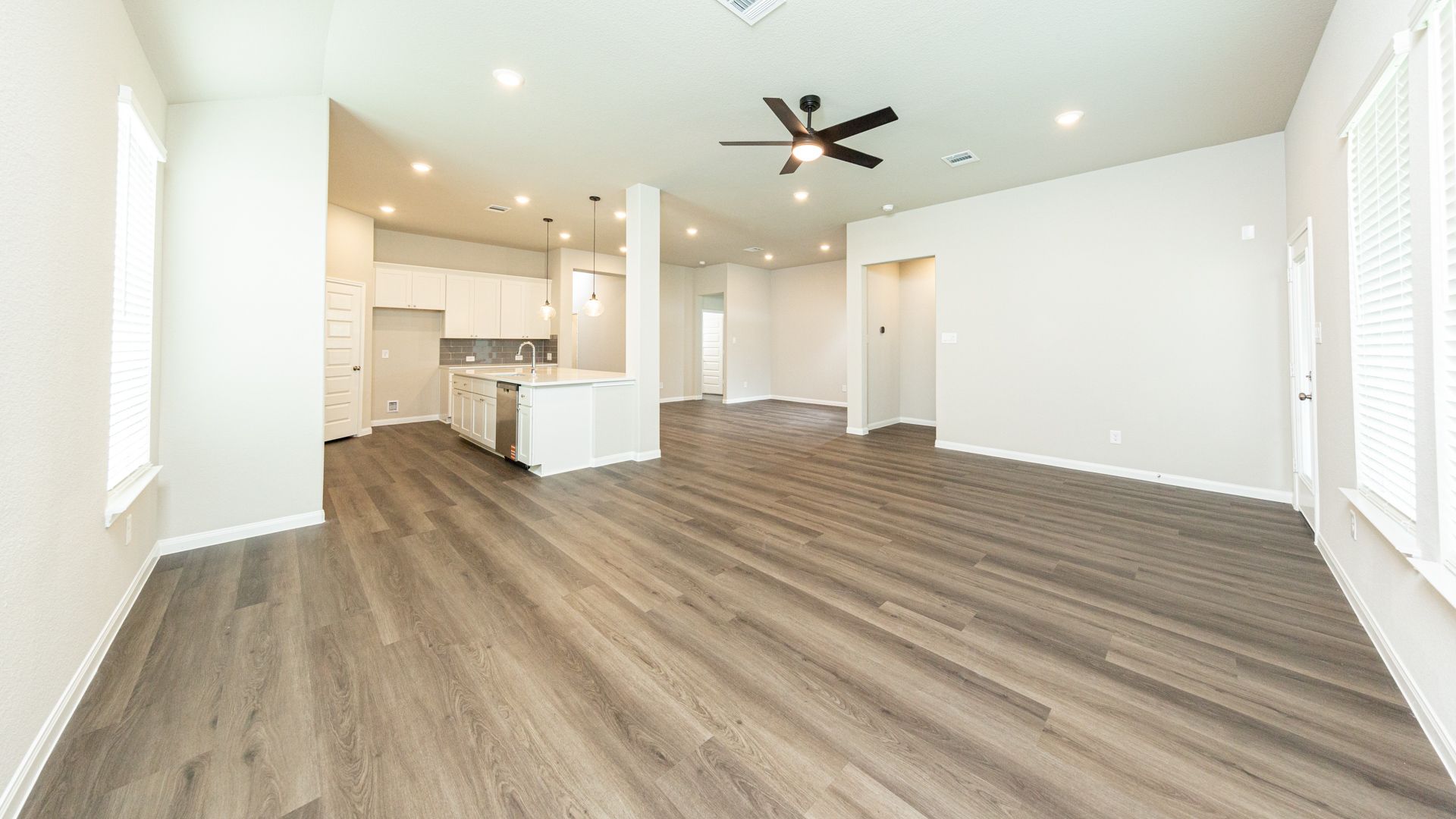 Family Room to Kitchen and Dining Area