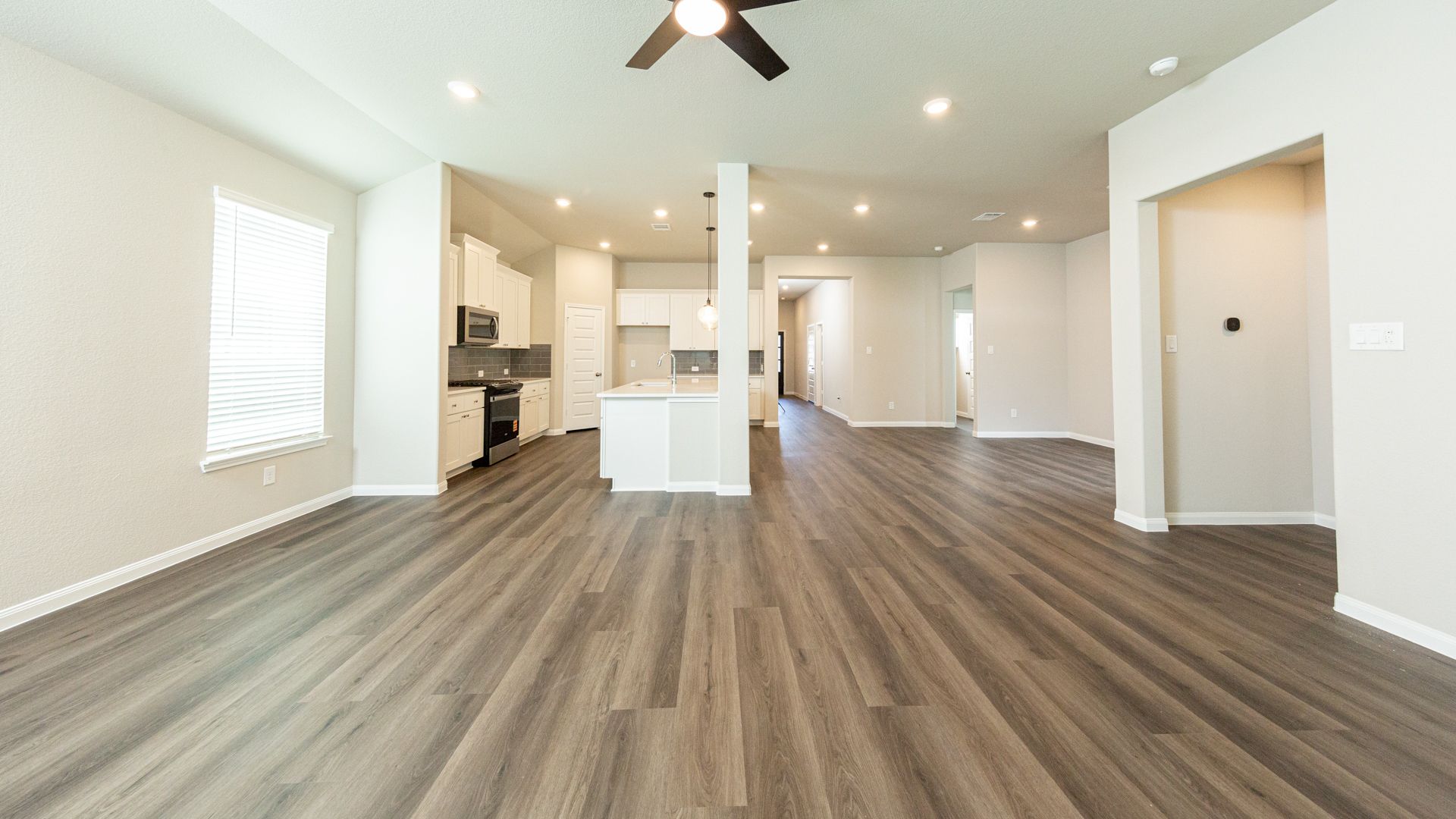 Family Room to Kitchen and Dining Area