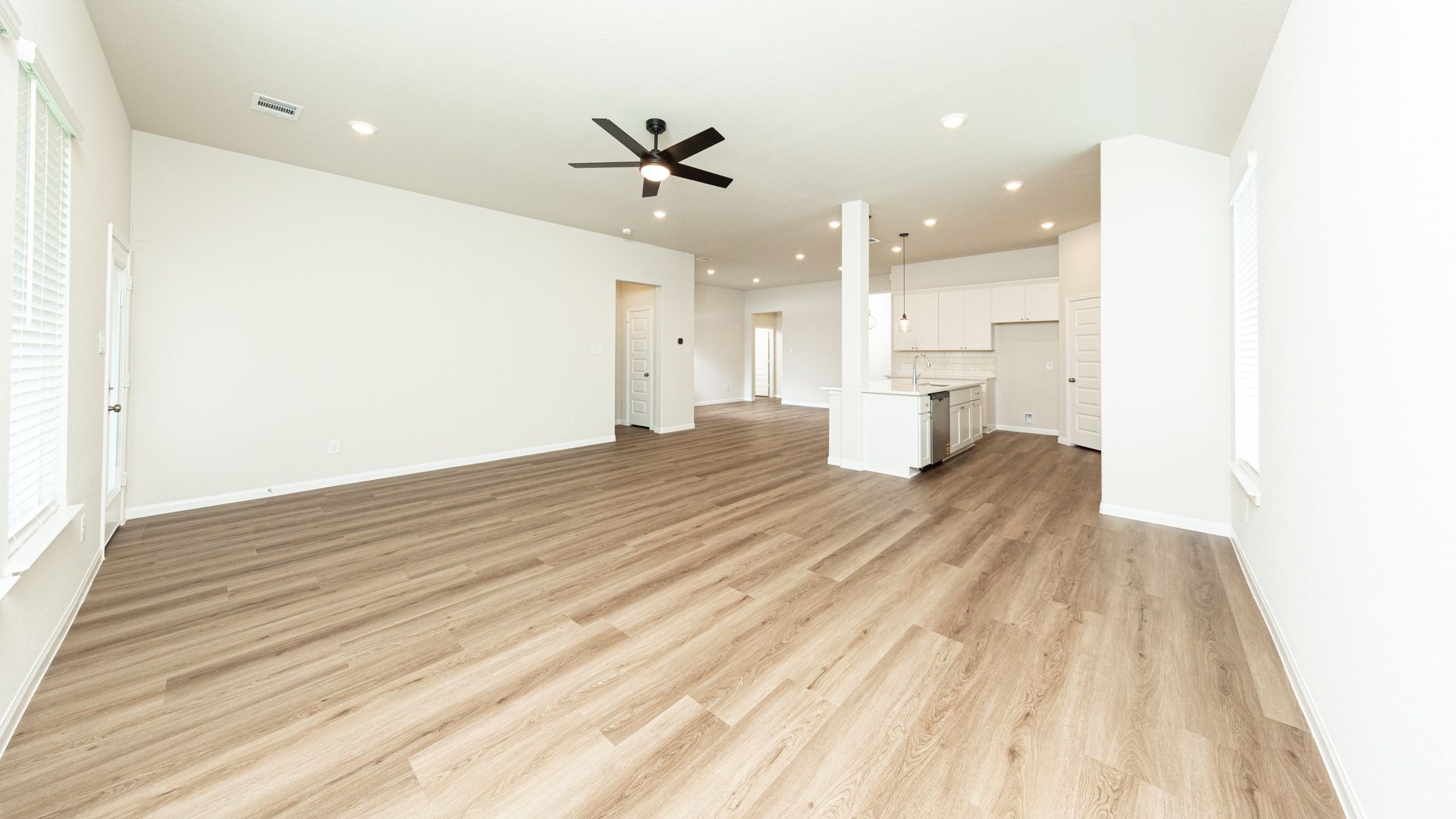 Family Room to Kitchen and Dining Area