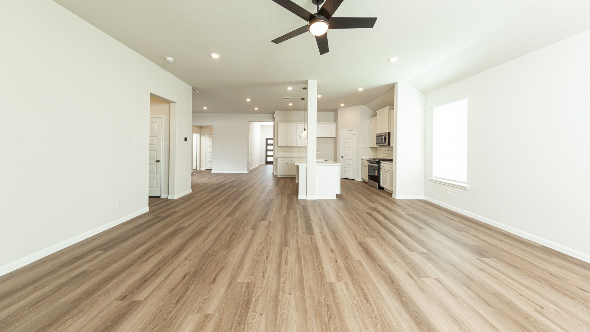 Family Room to Kitchen and Dining Area