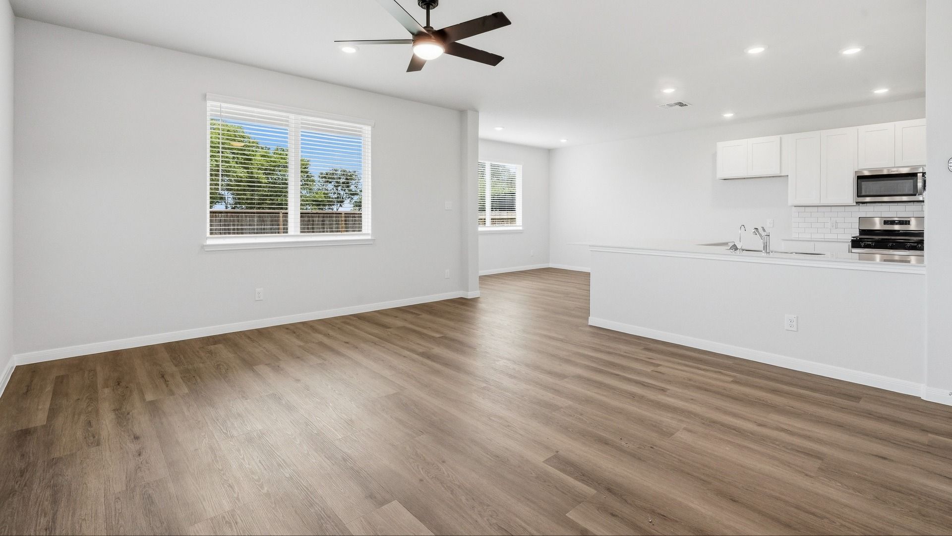 Family Room to Kitchen and Dining Area