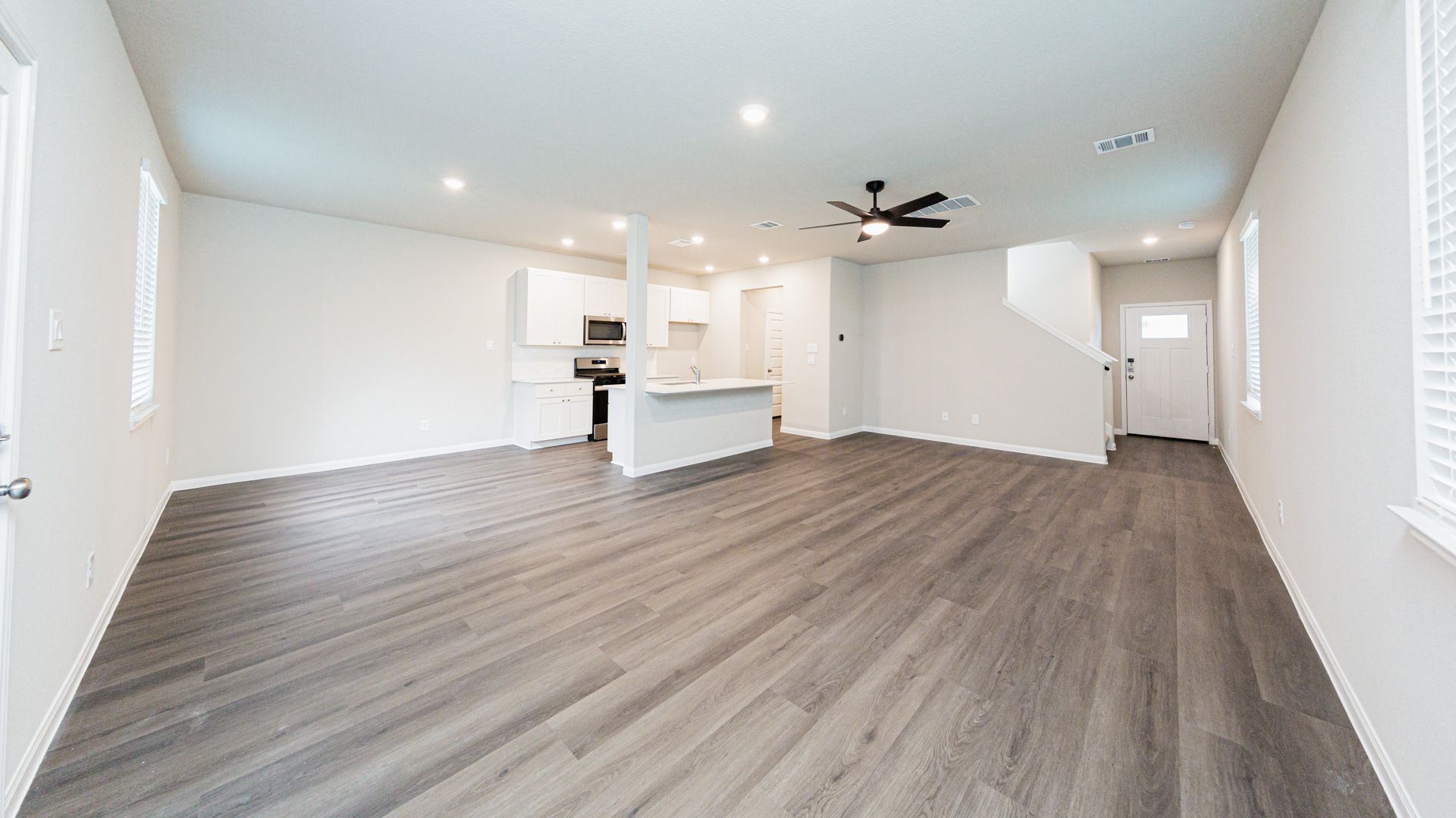 Family Room to Kitchen and Dining Area