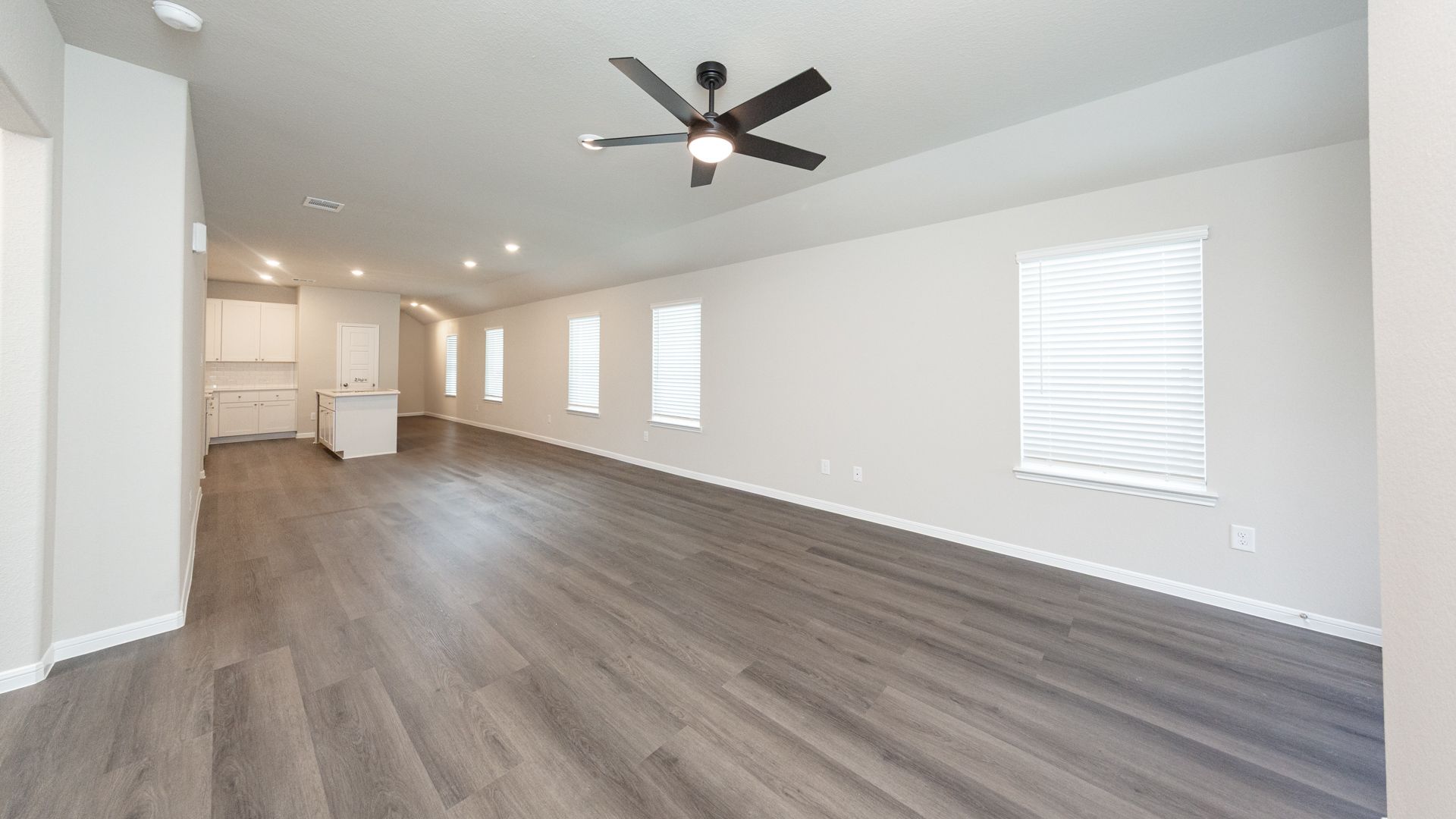 Family Room to Kitchen and Dining Area