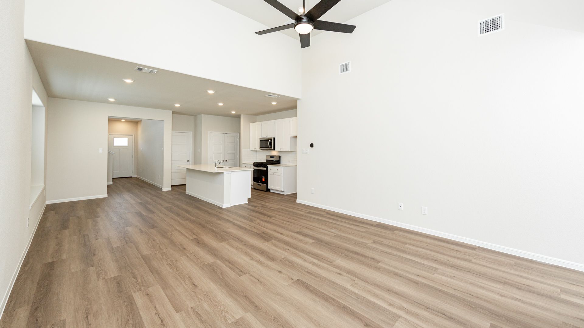 Family Room to Dining Area and Kitchen
