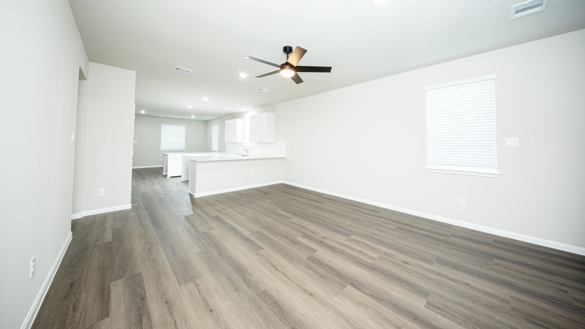 Family Room to Kitchen and Dining Area
