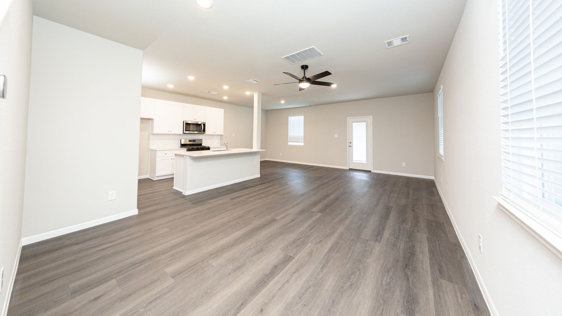 Family Room to Kitchen and Dining Area