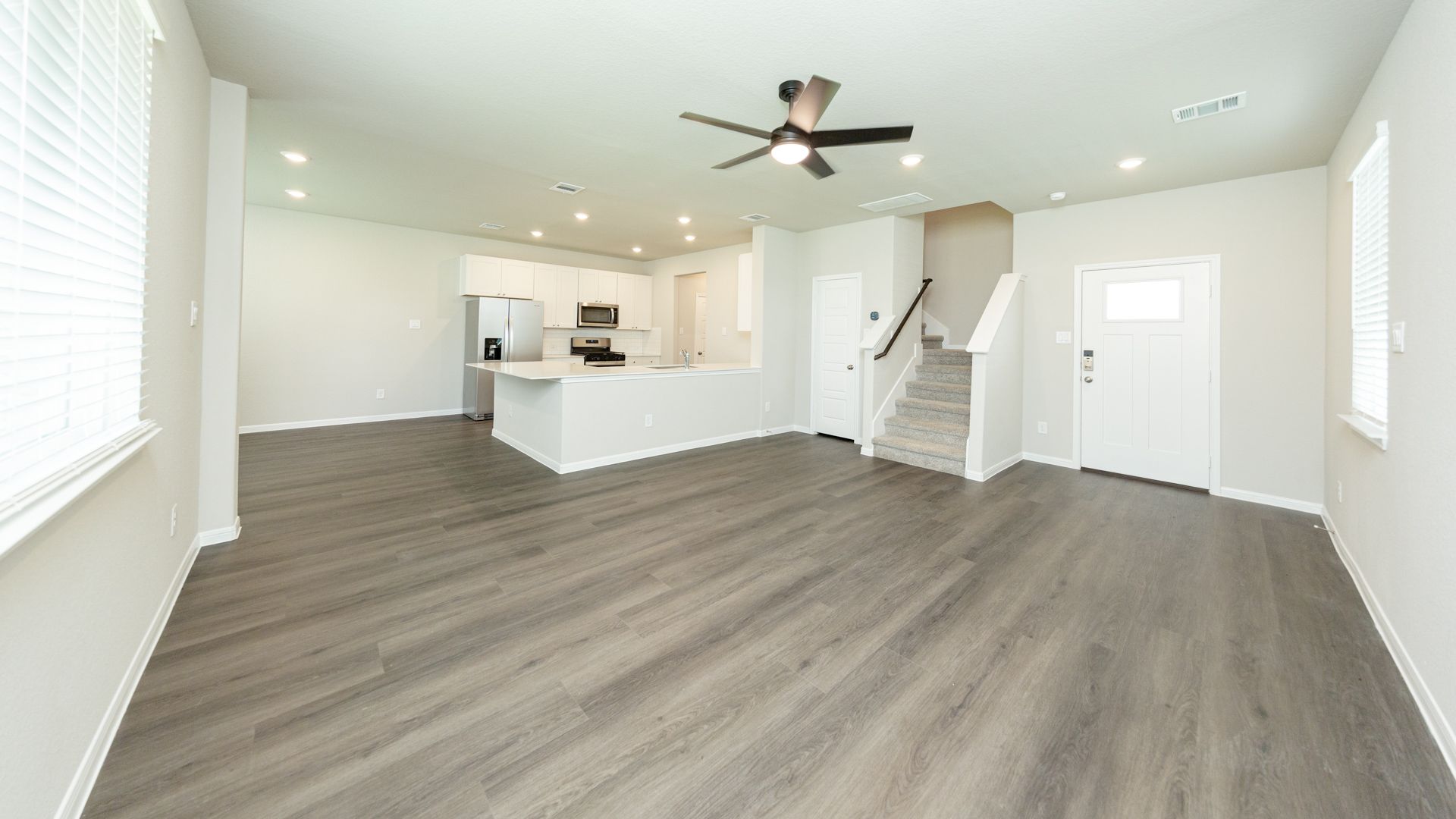 Family Room to Kitchen and Dining Area