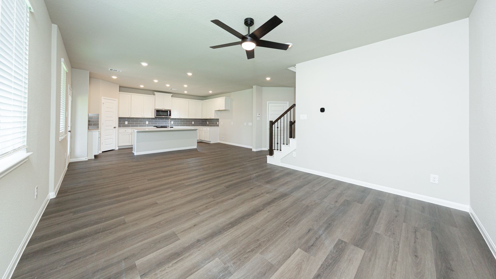 Family Room to Dining Area and Kitchen