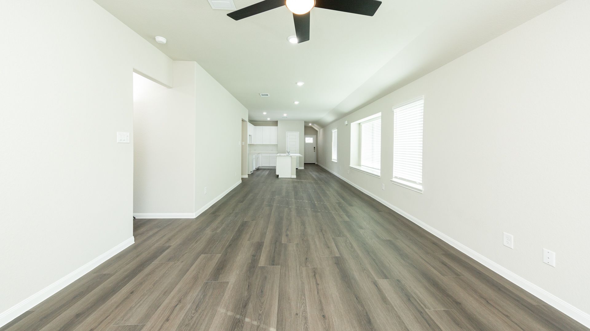 Family Room to Dining Area and Kitchen