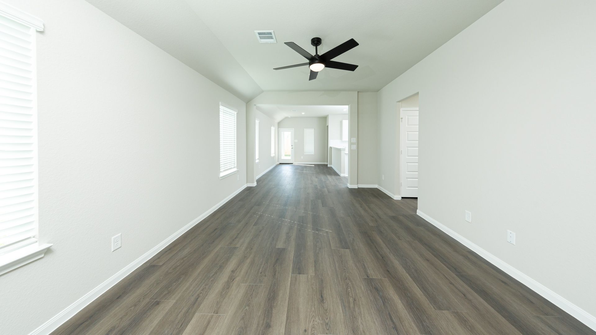 Family Room to Dining Area and Kitchen