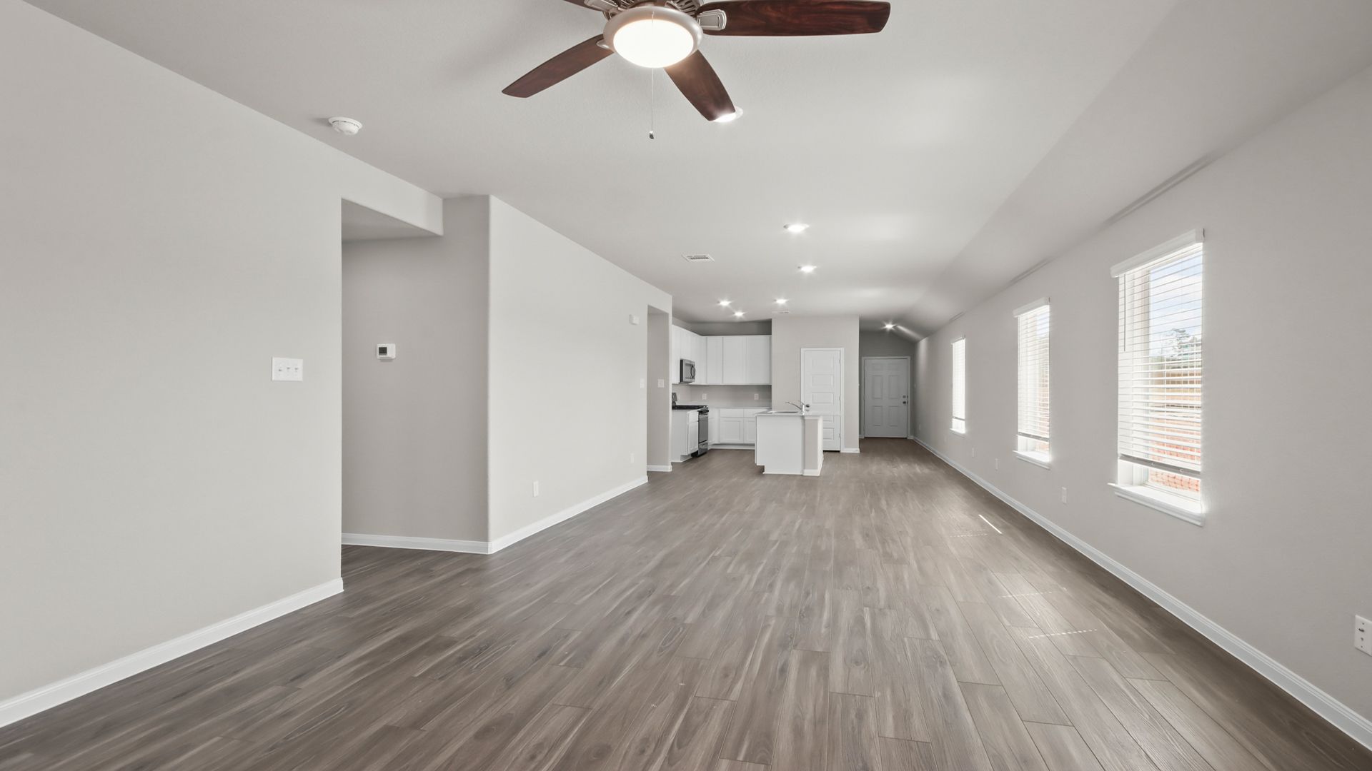 Family Room to Dining Area and Kitchen
