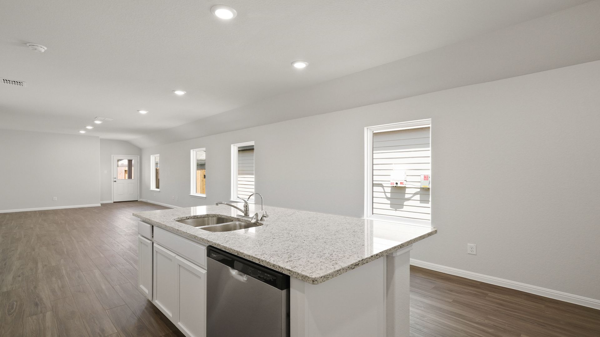 Kitchen to Dining and Family Room
