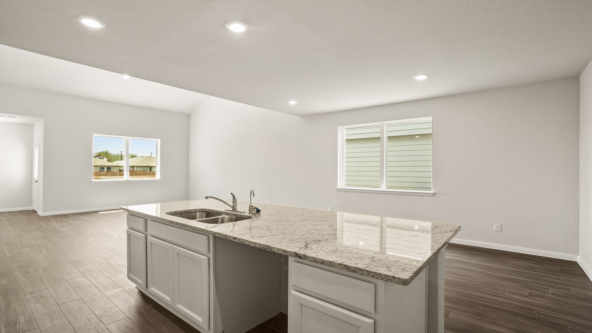 Kitchen to Dining and Family Room