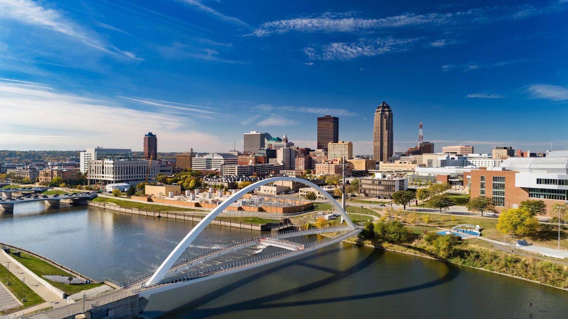 Iowa Women of Achievement Bridge and Des Moines skyline