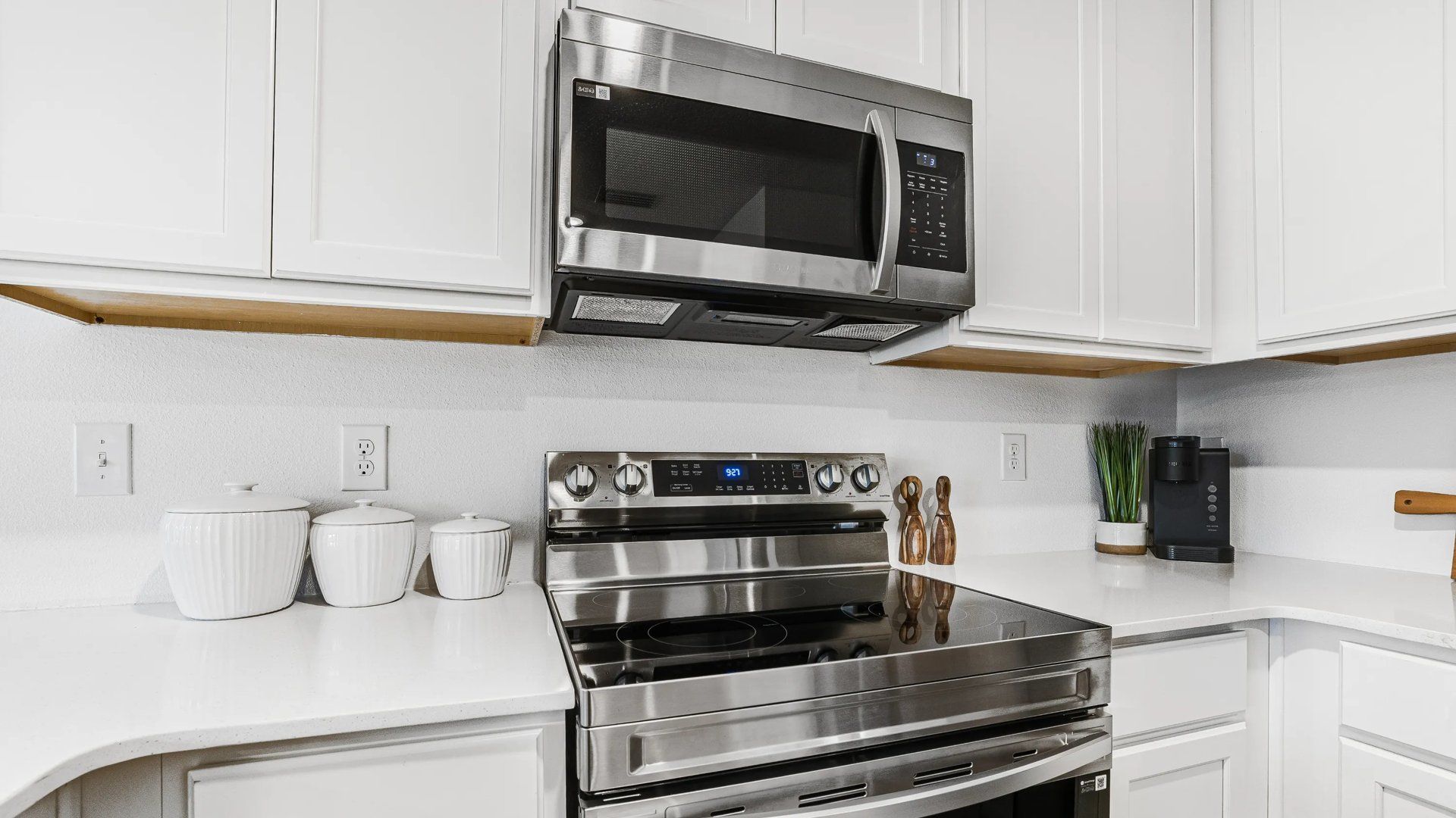 Stainless steel range and microwave