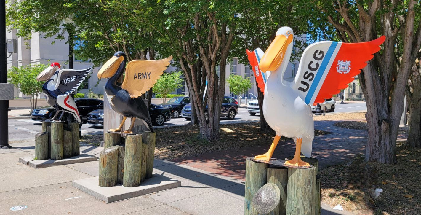 Navy Pelican statues
