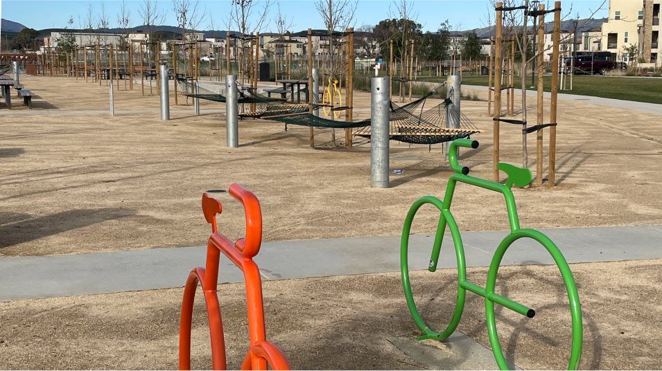 bike rack and lounge area
