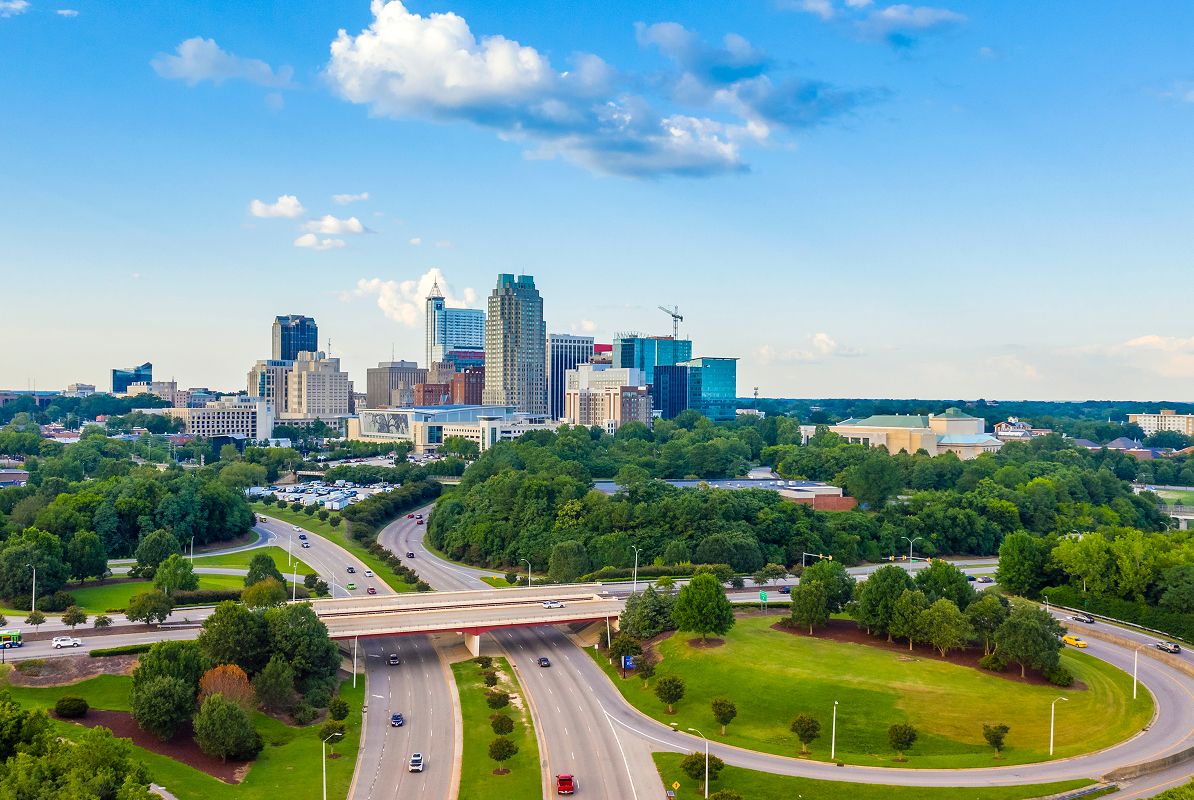 NC Raleigh Downtown Skyline Aerial
