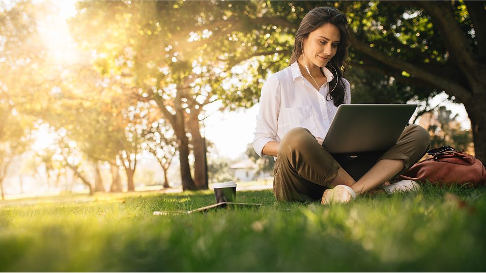 N Pic Adults Woman Outdoors Park Sitting Grass Laptop