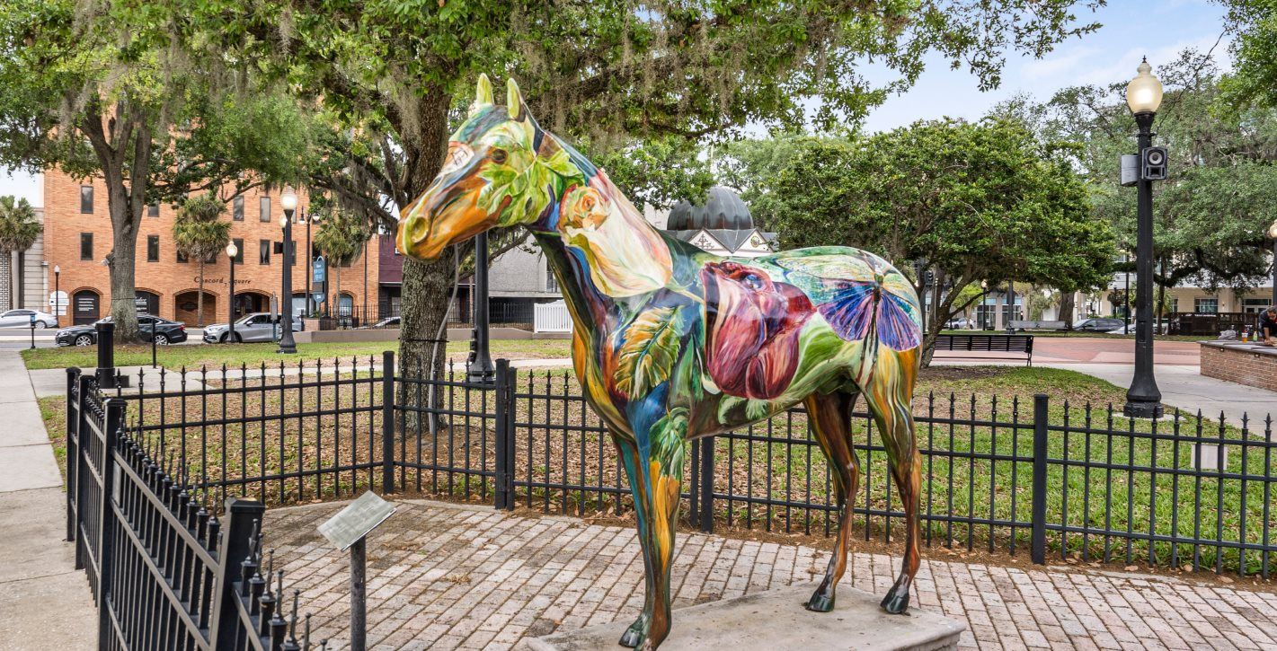 Hand-painted horses in Downtown Ocala Square