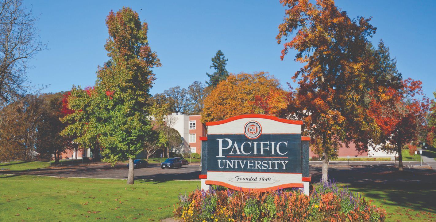 Pacific University entry monument