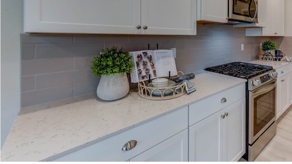 Close up of kitchen counter and cabinetry