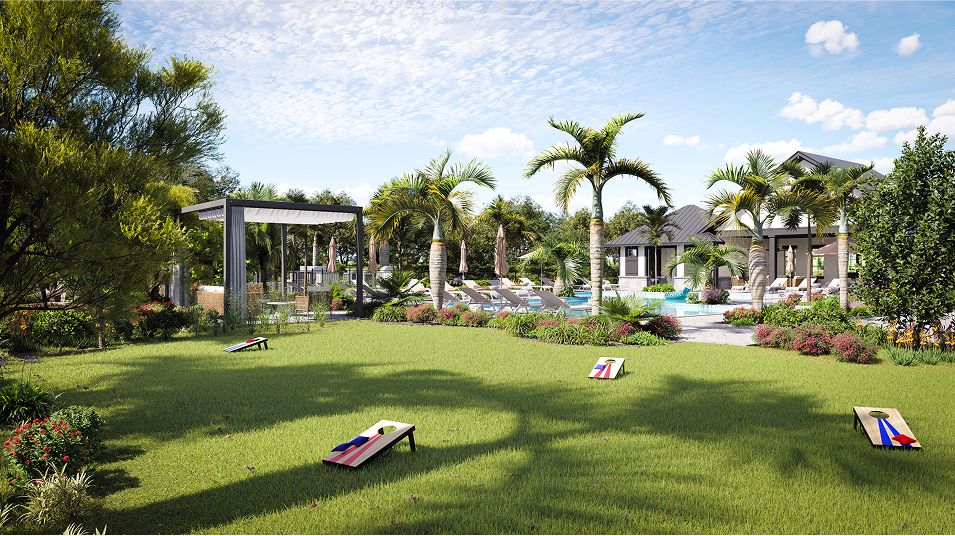 Acacia Fields Amenity Clubhouse Lawn Cornhole