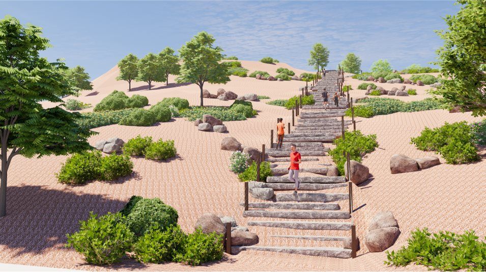 Walking trail with steps