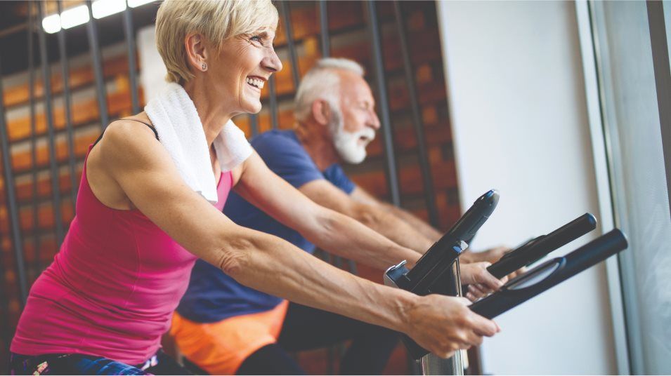Couple cycling together