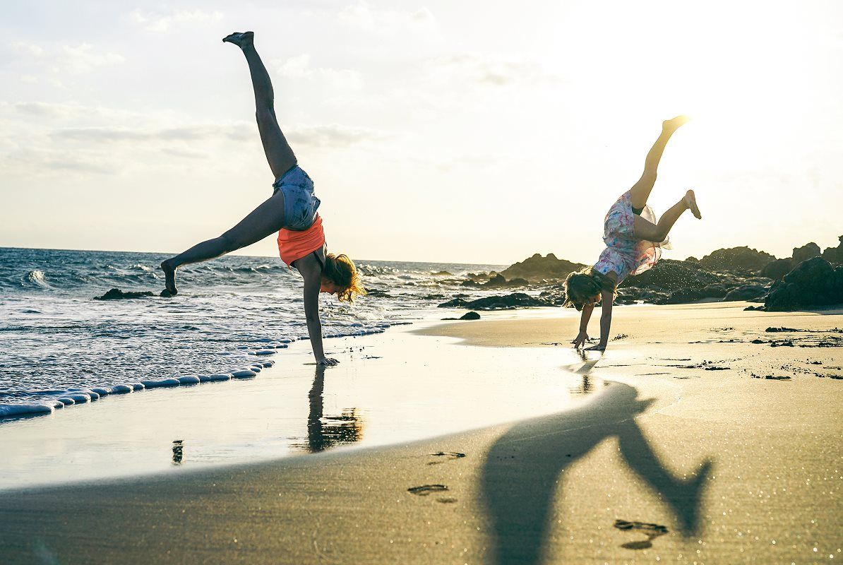 Mother and daughter on the beach