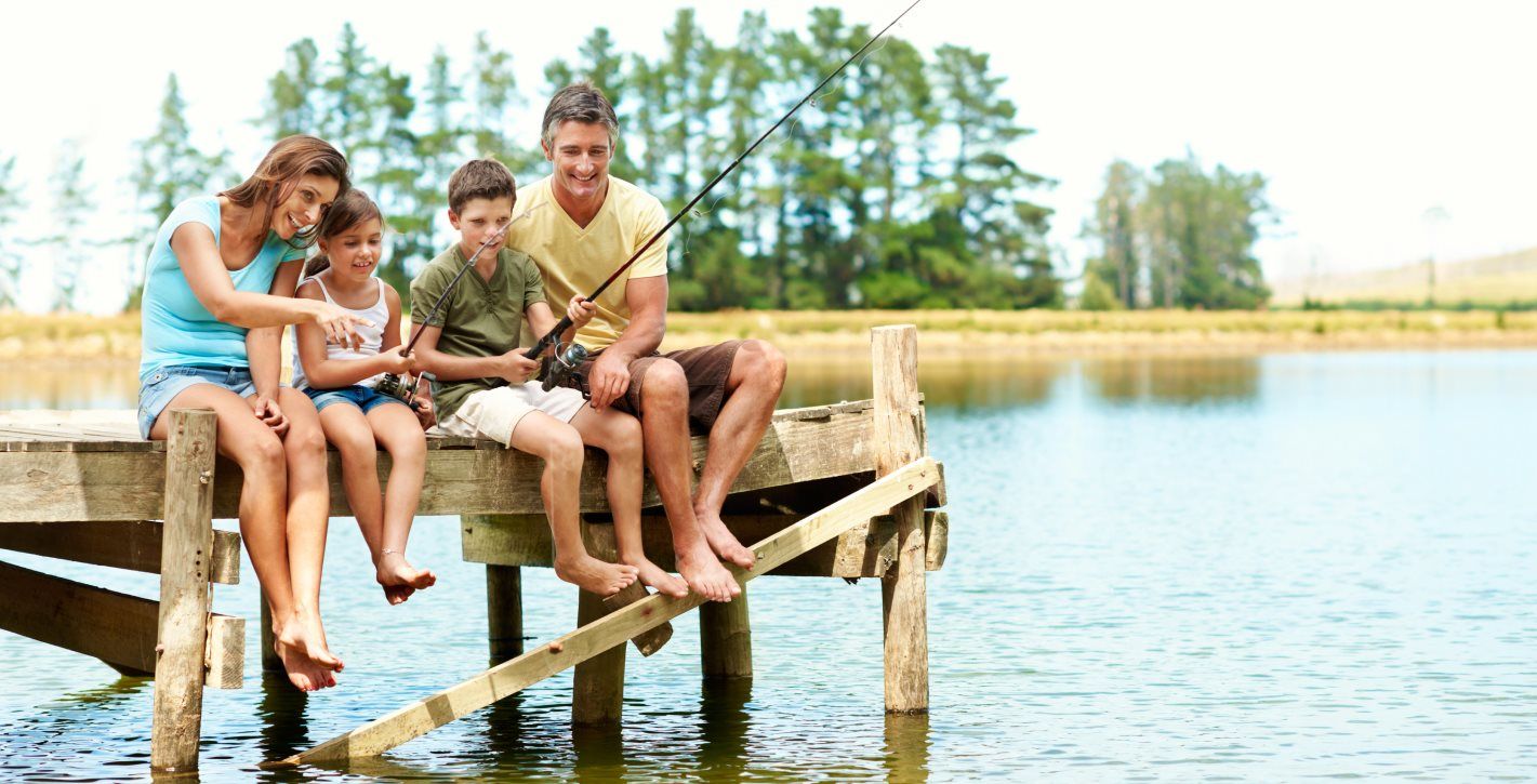 Family fishing together
